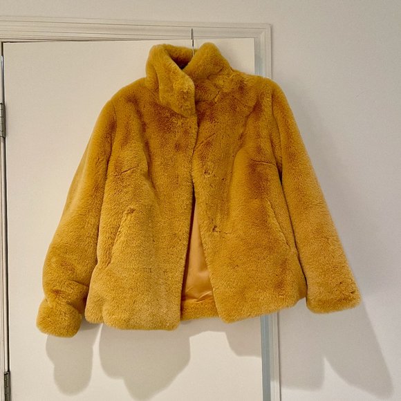 Yellow/Gold Faux Fur Jacket - Picture 1 of 4